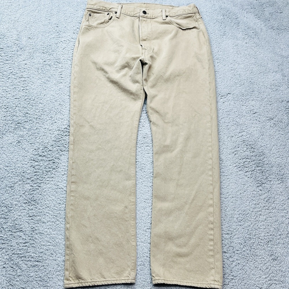 Levi's 501 Button Fly Jeans Mens 38x31 Beige Straight‎ Leg Classic Normcore